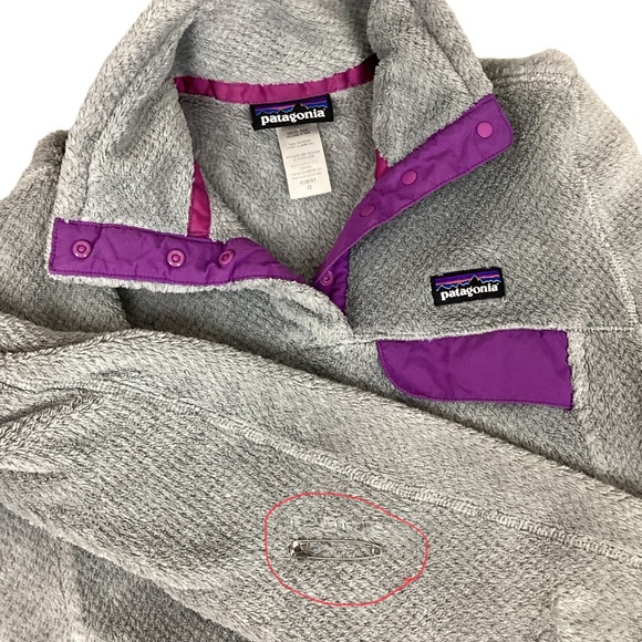 Patagonia Synchilla Polartec Retool 1/4 Snap Jacket Gray w Pink Accents - Picture 8 of 11